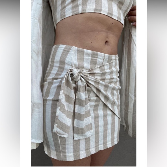 Striped Western Gringa linen wrap skirt and top matching set - Picture 3 of 4